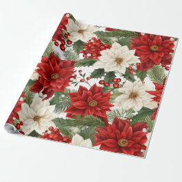 Presente Papel Floral De Embalagem De Natal 30Inx30Ft