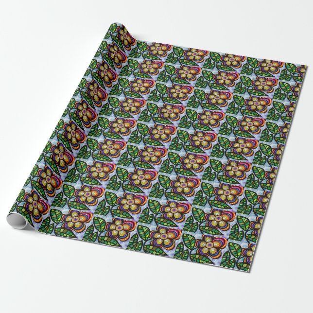 Presente Papel Floral de Enrolamento (Desenrolado)
