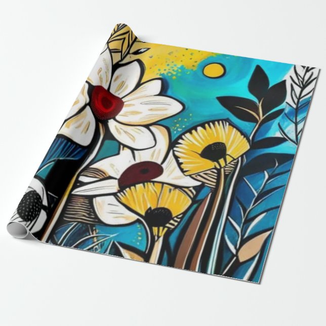 Presente Papel Floral de Enrolamento (Desenrolado)