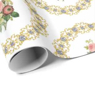 Presente Papel Floral de Enrolamento brilhante