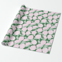 Papel Floral de Hortênsias Rosa e Verde