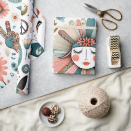 Presente Papel Floral de Moldagem de Boho para Paz e Amor