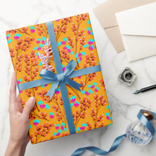 Presente Papel floral de Outono Laranja