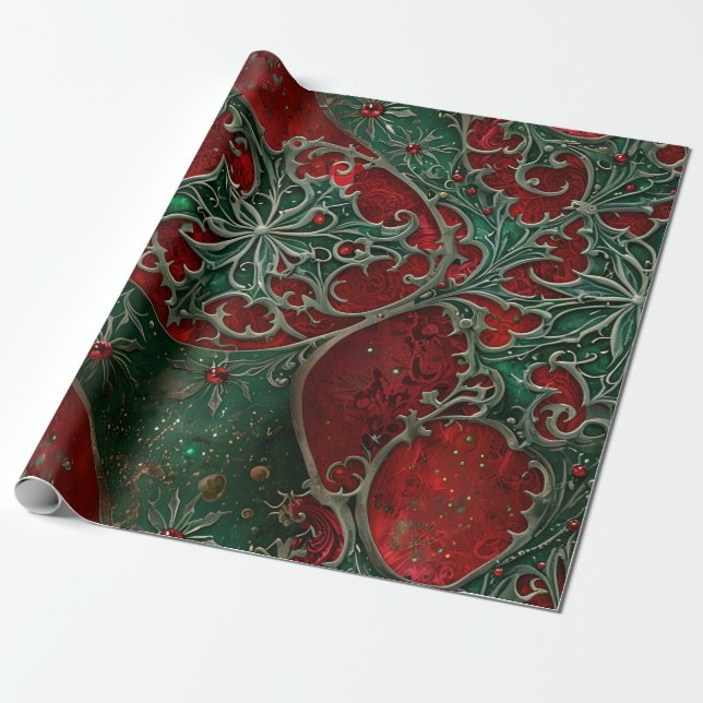 Presente Papel Gótico de Moldagem de Natal (Desenrolado)
