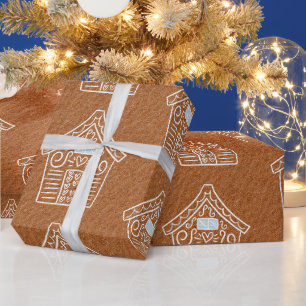 Presente Papel Kraft Casa de Biscoito de gengibre Marrom Na