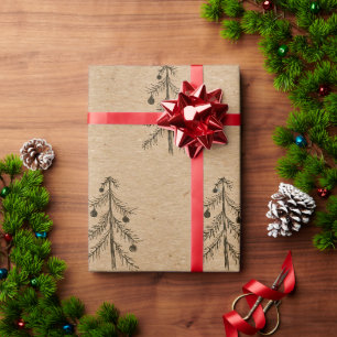 Presente Papel Kraft Rústico Desenho de Árvore de Natal M