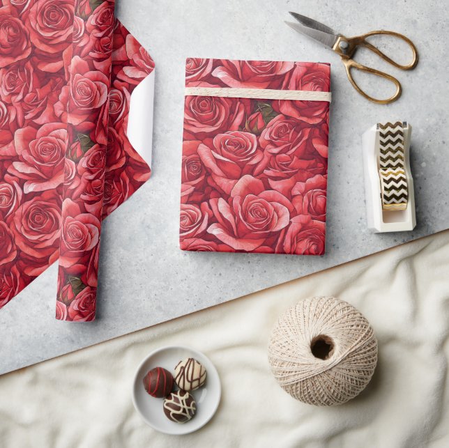 Presente Papel legal de ondulação com Rosa (Artesanato)