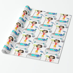 Presente Papel Luminoso De Envolvimento, Senhora De Limpeza