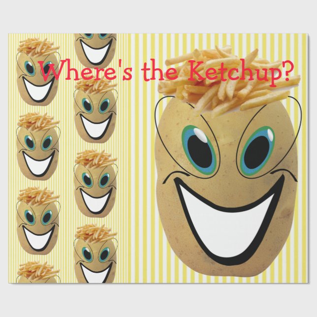 Presente Papel Luminoso Para Enrolar, Fritas Francesas De B (Aberto)