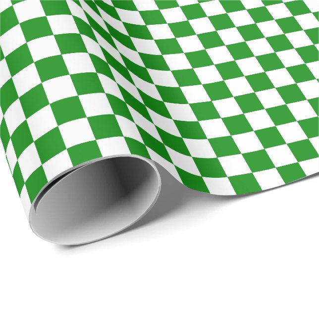 Presente Papel médio verde e do branco das verificações de (Ponta do rolo)