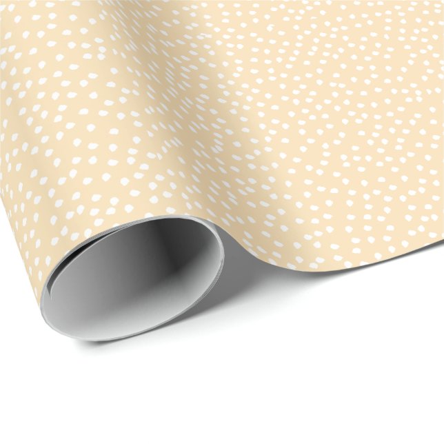 Presente Papel mínimo de enrolamento da Bolinhas amarelo e  (Ponta do rolo)