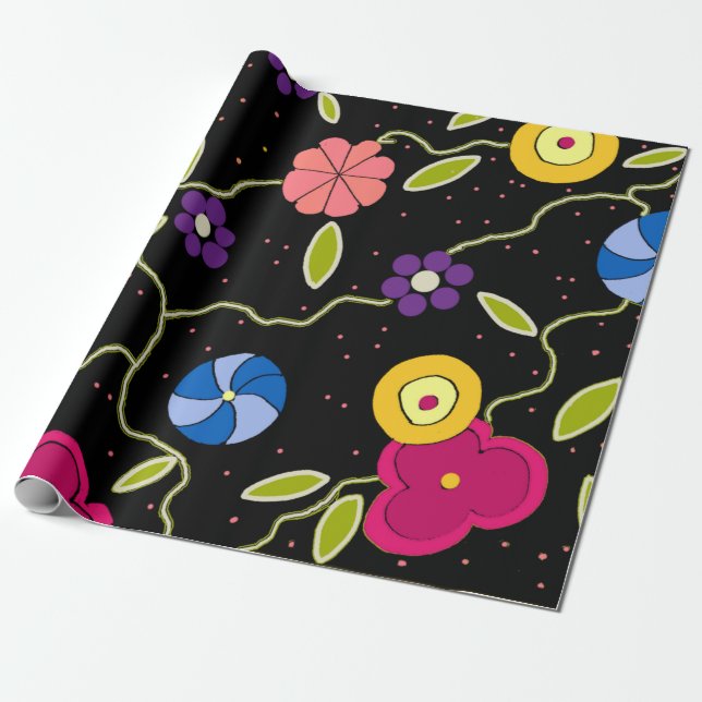 Presente Papel Moderno de Moldagem Floral (Desenrolado)