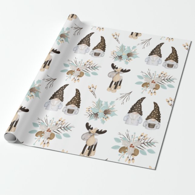 Presente Papel Nórdico de Acondicionamento de Padrões de Na (Desenrolado)
