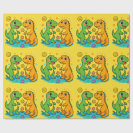 Presente Papel 🦖 Papel de Enrolamento do Dinossauro 🎁