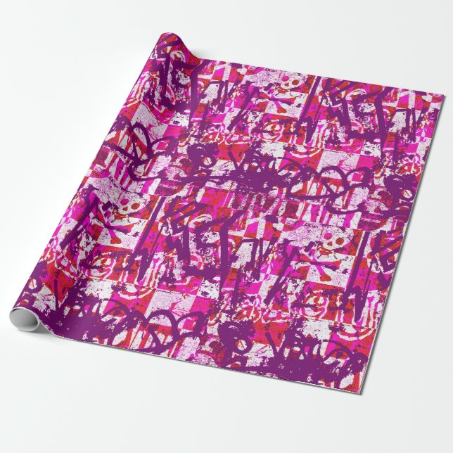 Presente Papel para enrolamento de Grafites rosa e roxo (Desenrolado)