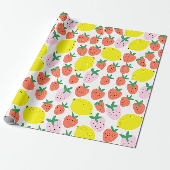 Presente Papel para enrolamento de morango e limão (Desenrolado)