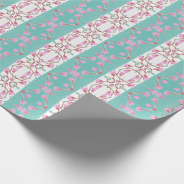 Presente Papel para enrolamento de tiras Florais, cor-de-ro