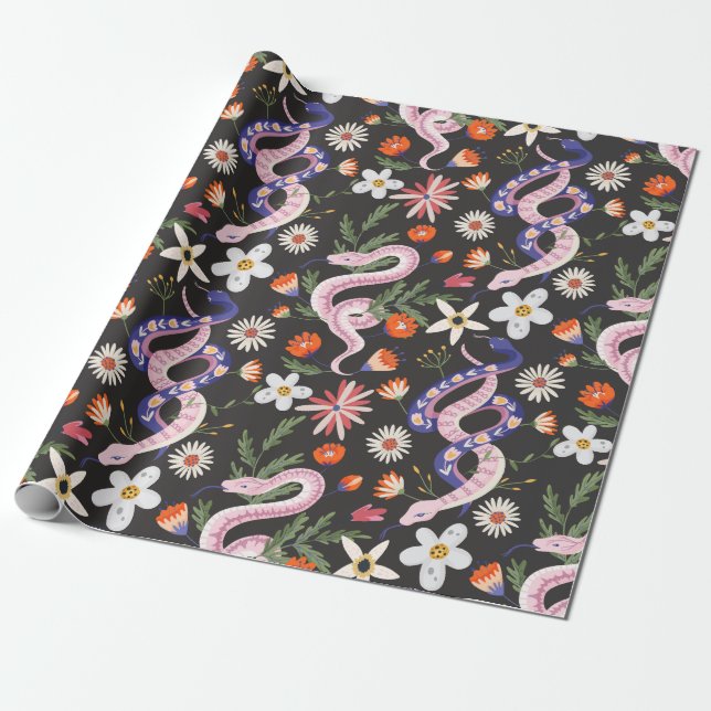 Presente Papel para ondulação de flores e Cobras (Desenrolado)