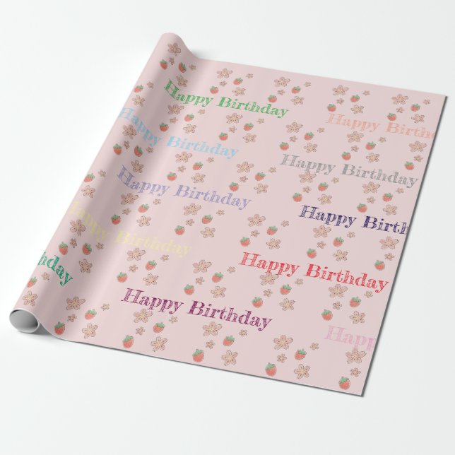 Presente Papel personalizado de empacotamento de aniversári (Desenrolado)