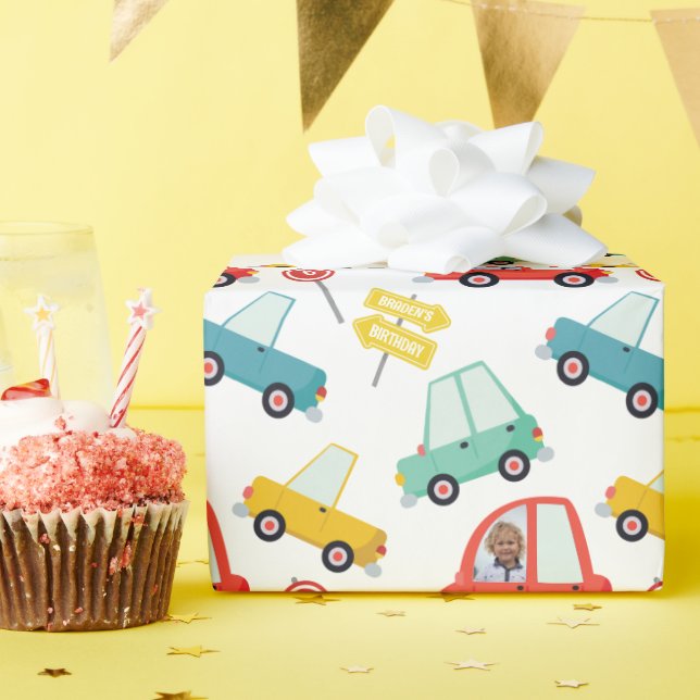 Presente Papel personalizado de empacotamento de carros fot (Festa de aniversário)