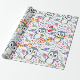 Presente Papel personalizado de enrolamento Blu Penguin Whi