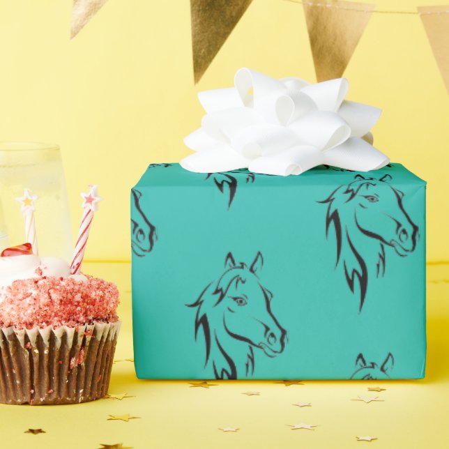 Presente Papel personalizável de enrolamento de cavalos (Festa de aniversário)