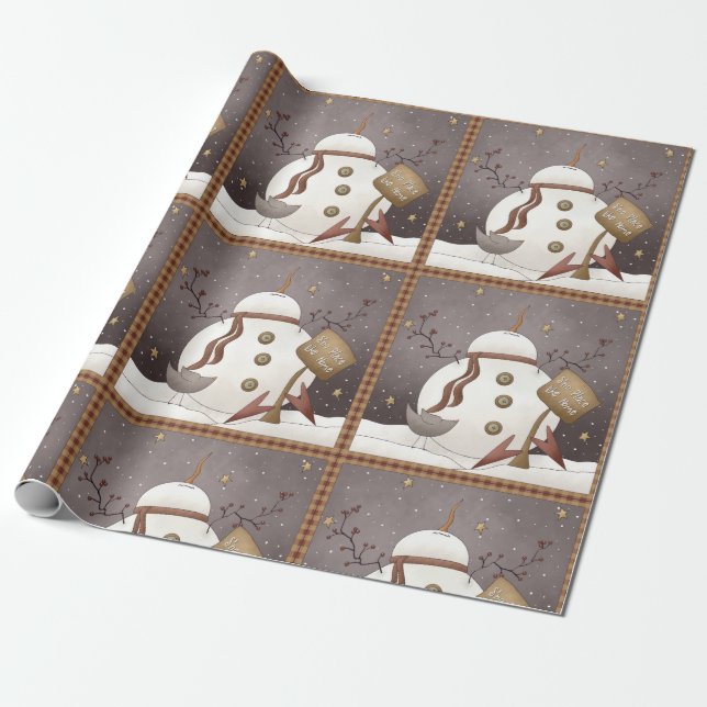 Presente Papel Primitivo de Neve e de Arrastamento Homespun (Desenrolado)