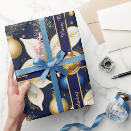 Presente Papel Real Azul de Moldagem de Natal com Texto