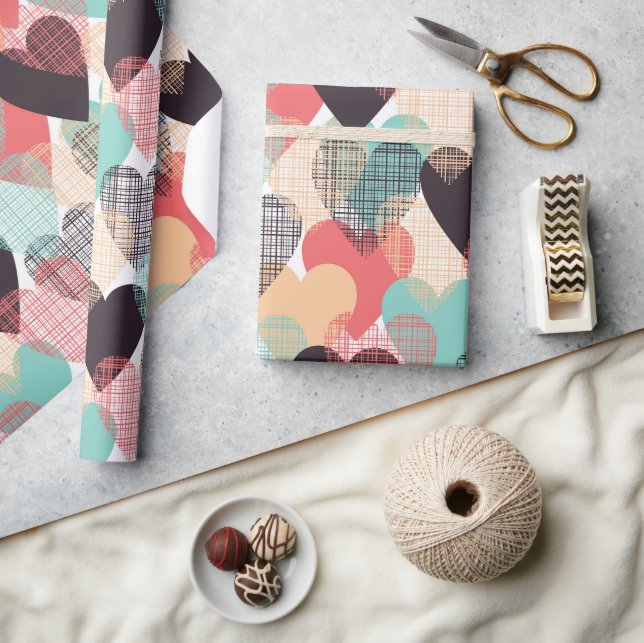 Presente Papel Romântico de Coração de Cor da Terra (Artesanato)