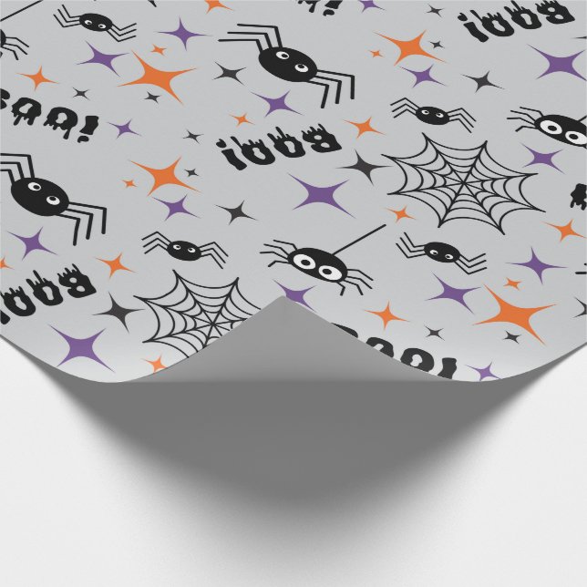 Presente Papel sem costura com aranhas, teias de copa, boo (Ponta)