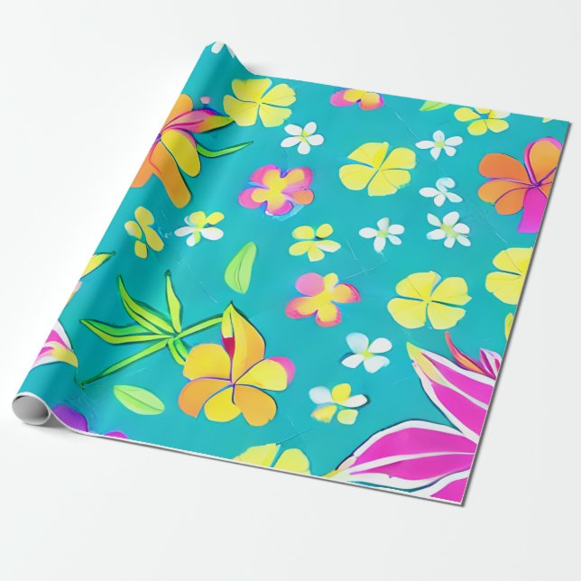 Presente Papel Tropical Floral de Moldagem de Padrão (Desenrolado)