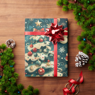 Presente Papel Vintage em Papel de Embalagem em Árvore de N