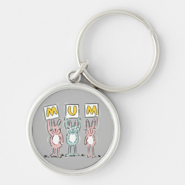 Presente para Mãe Coelhinhos Divertidos Chaveiro (Frente)