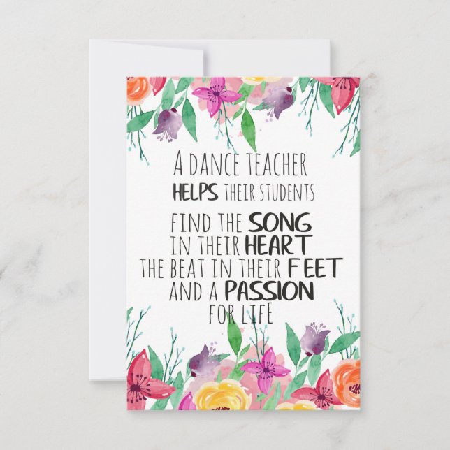 Presente para professor de dança Agradecimento Cit (Frente)