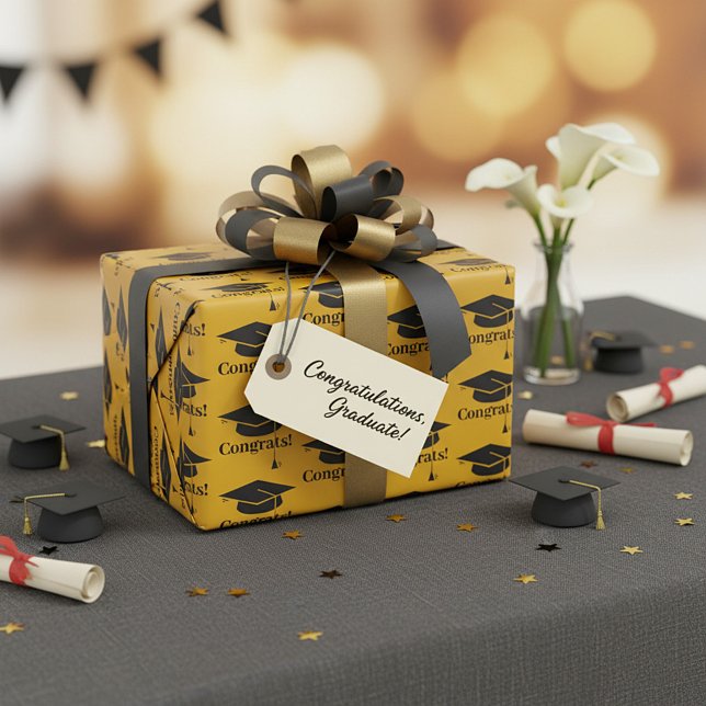 Presente Parabéns! Papel de enrolamento do boné de formatur (Criador carregado)