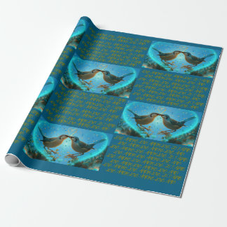 PRESENTE PÁSSAROS DE AMOR - PAPEL DE EMBALAGEM AZUL
