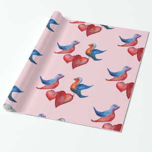 Presente Pássaros do Amor, Pássaros em Aquarela Papel de E