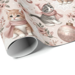 Presente Pastel Kittens Papel de Moldagem de Natal