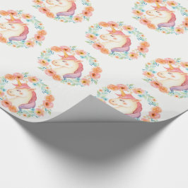 Presente Pastel Unicorn, Papel Floral de Enrolamento