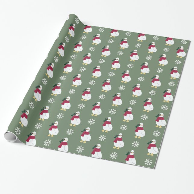 Presente Pato de Natal Envolvido, Papel Envolvente Engraçad (Desenrolado)