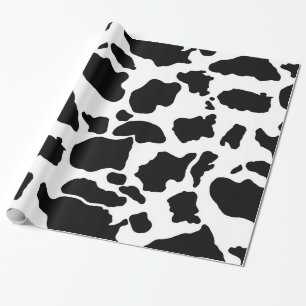 Presente Pele de vaca preta  Papel de embalagem
