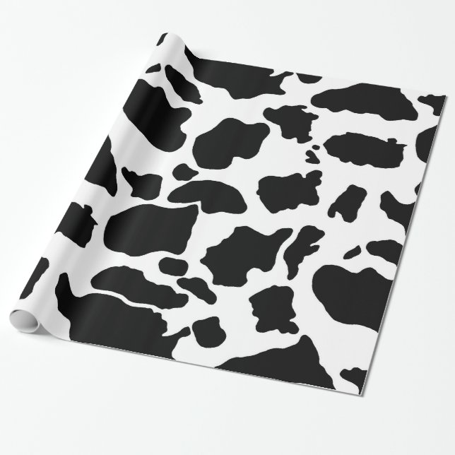 Presente Pele de vaca preta| Papel de embalagem (Desenrolado)