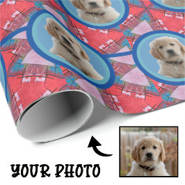 Presente Pentes de Cachorro Vermelho e Azul Papel de ondula