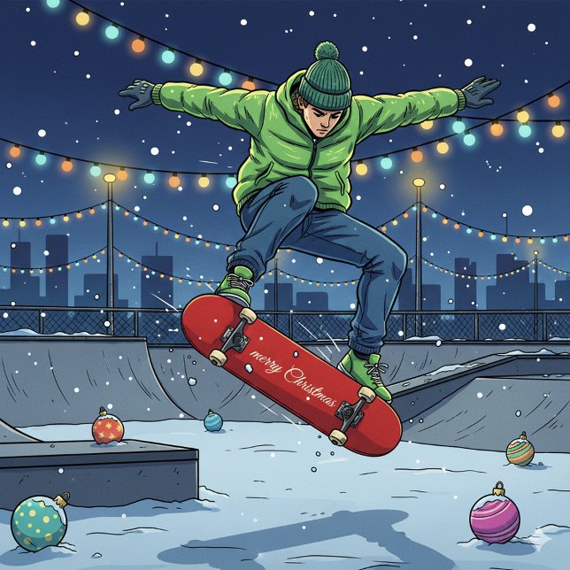 Presente Perfeito de Skate de Natal Festivo (Festive Christmas Skateboard Perfect Gift Idea)