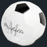 Presente personalizado de bola de futebol monogram<br><div class="desc">Presente personalizado de bola de futebol monograma para crianças e adultos. Design monograma com tipografia elegante. Adicione seu próprio nome, citação ou monograma. Faça sua própria bola para homens, mulheres e crianças. Legal ideia de presente de aniversário para rapazes e raparigas que adoram jogar futebol. Também é bom como obrigado...</div>