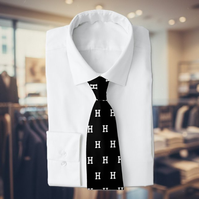 Presente personalizado de gravata de pescoço preto (monogrammed neck tie)