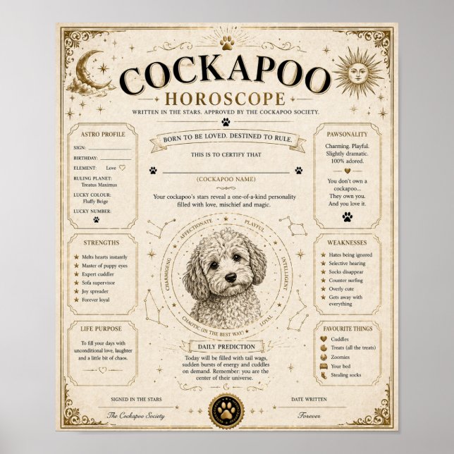 Presente Personalizado de Impressão do Signo do Zo (Frente)