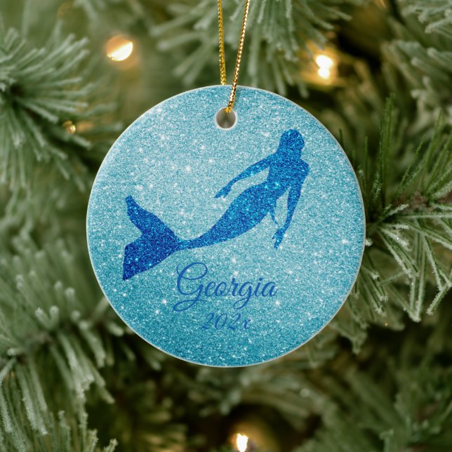 Presente Personalizado de Ornamento de Sereia Aqua (Árvore)