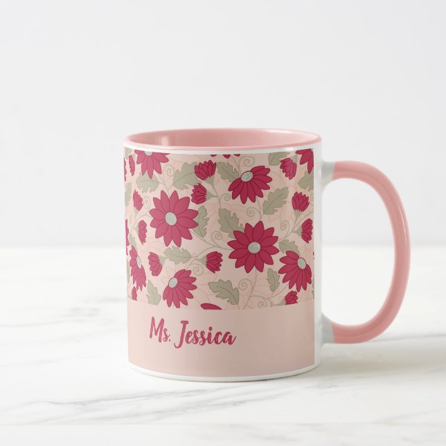 Presente personalizado do professor, caneca rosa-r (Direita)