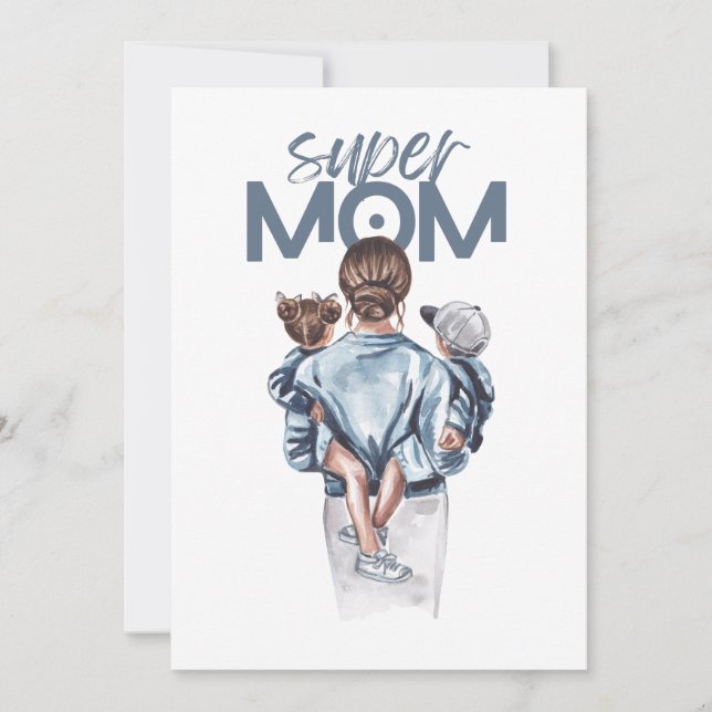 Presente Personalizado Super Mãe com Filho e Filha (Frente)